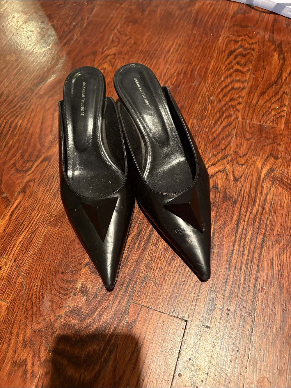 Scanlan Theodore Black Pointed Leather Slide Mules